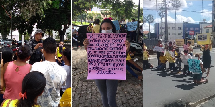 Protesto reuniu cerca de 50 familiares dos apenados em frente ao Palácio de Karnak